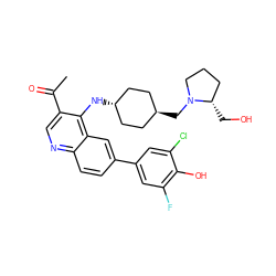 CC(=O)c1cnc2ccc(-c3cc(F)c(O)c(Cl)c3)cc2c1N[C@H]1CC[C@H](CN2CCC[C@@H]2CO)CC1 ZINC000473179703