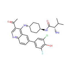 CC(=O)c1cnc2ccc(-c3cc(F)c(O)c(Cl)c3)cc2c1N[C@H]1CC[C@H](NC(=O)[C@@H](N)C(C)C)CC1 ZINC000473198562