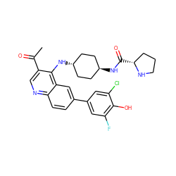 CC(=O)c1cnc2ccc(-c3cc(F)c(O)c(Cl)c3)cc2c1N[C@H]1CC[C@H](NC(=O)[C@@H]2CCCN2)CC1 ZINC000473199039