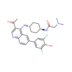 CC(=O)c1cnc2ccc(-c3cc(F)c(O)c(Cl)c3)cc2c1N[C@H]1CC[C@H](NC(=O)CN(C)C)CC1 ZINC000473183015