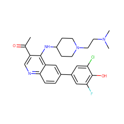 CC(=O)c1cnc2ccc(-c3cc(F)c(O)c(Cl)c3)cc2c1NC1CCN(CCN(C)C)CC1 ZINC000219378097