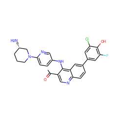 CC(=O)c1cnc2ccc(-c3cc(F)c(O)c(Cl)c3)cc2c1Nc1ccc(N2CCC[C@H](N)C2)nc1 ZINC000203989506