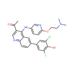 CC(=O)c1cnc2ccc(-c3cc(F)c(O)c(Cl)c3)cc2c1Nc1ccc(OCCN(C)C)nc1 ZINC000114038468