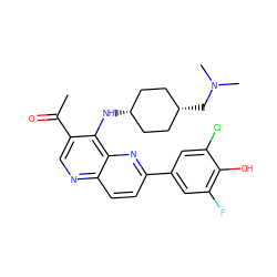 CC(=O)c1cnc2ccc(-c3cc(F)c(O)c(Cl)c3)nc2c1N[C@H]1CC[C@@H](CN(C)C)CC1 ZINC000473165299