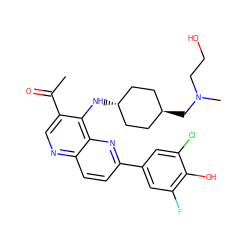 CC(=O)c1cnc2ccc(-c3cc(F)c(O)c(Cl)c3)nc2c1N[C@H]1CC[C@H](CN(C)CCO)CC1 ZINC000473213523