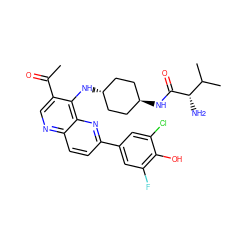 CC(=O)c1cnc2ccc(-c3cc(F)c(O)c(Cl)c3)nc2c1N[C@H]1CC[C@H](NC(=O)[C@@H](N)C(C)C)CC1 ZINC000473165282