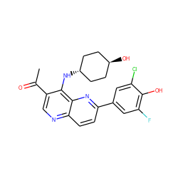 CC(=O)c1cnc2ccc(-c3cc(F)c(O)c(Cl)c3)nc2c1N[C@H]1CC[C@H](O)CC1 ZINC000473165209