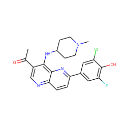 CC(=O)c1cnc2ccc(-c3cc(F)c(O)c(Cl)c3)nc2c1NC1CCN(C)CC1 ZINC000473213503