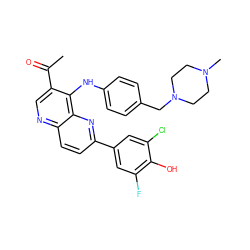 CC(=O)c1cnc2ccc(-c3cc(F)c(O)c(Cl)c3)nc2c1Nc1ccc(CN2CCN(C)CC2)cc1 ZINC000473213512