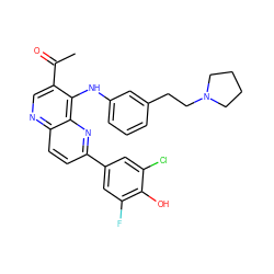 CC(=O)c1cnc2ccc(-c3cc(F)c(O)c(Cl)c3)nc2c1Nc1cccc(CCN2CCCC2)c1 ZINC000473213504