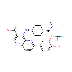 CC(=O)c1cnc2ccc(-c3ccc(O)c(OC(F)(F)F)c3)nc2c1N[C@H]1CC[C@H](CN(C)C)CC1 ZINC000473213149