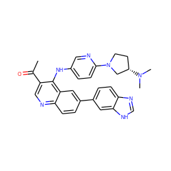 CC(=O)c1cnc2ccc(-c3ccc4nc[nH]c4c3)cc2c1Nc1ccc(N2CC[C@H](N(C)C)C2)nc1 ZINC000219867210