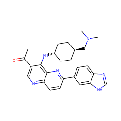 CC(=O)c1cnc2ccc(-c3ccc4nc[nH]c4c3)nc2c1N[C@H]1CC[C@H](CN(C)C)CC1 ZINC000473213495