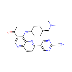 CC(=O)c1cnc2ccc(-c3cnc(C#N)nc3)nc2c1N[C@H]1CC[C@H](CN(C)C)CC1 ZINC000473165183