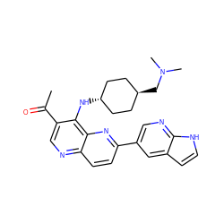 CC(=O)c1cnc2ccc(-c3cnc4[nH]ccc4c3)nc2c1N[C@H]1CC[C@H](CN(C)C)CC1 ZINC000473164848