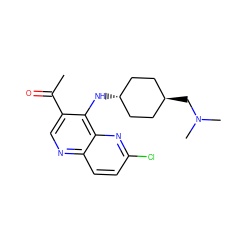 CC(=O)c1cnc2ccc(Cl)nc2c1N[C@H]1CC[C@H](CN(C)C)CC1 ZINC000473213522