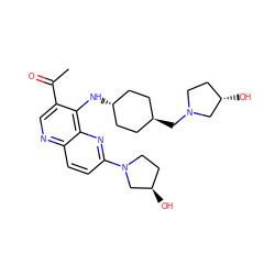 CC(=O)c1cnc2ccc(N3CC[C@@H](O)C3)nc2c1N[C@H]1CC[C@H](CN2CC[C@H](O)C2)CC1 ZINC000473164824