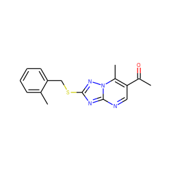 CC(=O)c1cnc2nc(SCc3ccccc3C)nn2c1C ZINC000004992891