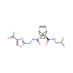 CC(=O)c1coc(CNC(=O)[C@@H]2[C@@H]3C=C[C@H]([C@H]2C(=O)NCC(C)C)C32CC2)n1 ZINC000653756207