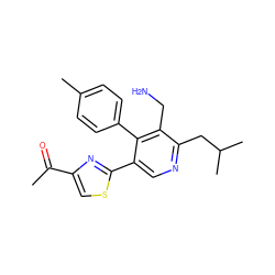 CC(=O)c1csc(-c2cnc(CC(C)C)c(CN)c2-c2ccc(C)cc2)n1 ZINC001772641139