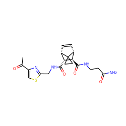 CC(=O)c1csc(CNC(=O)[C@@H]2[C@@H]3C=C[C@H]([C@H]2C(=O)NCCC(N)=O)C32CC2)n1 ZINC000168468631