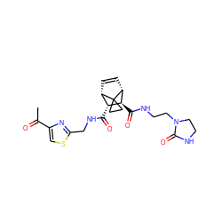 CC(=O)c1csc(CNC(=O)[C@@H]2[C@@H]3C=C[C@H]([C@H]2C(=O)NCCN2CCNC2=O)C32CC2)n1 ZINC000168408741