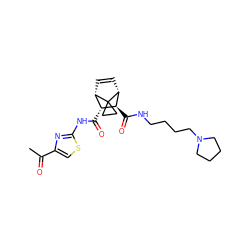 CC(=O)c1csc(NC(=O)[C@@H]2[C@@H]3C=C[C@H]([C@H]2C(=O)NCCCCN2CCCC2)C32CC2)n1 ZINC000168457061