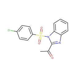 CC(=O)c1nc2ccccc2n1S(=O)(=O)c1ccc(Cl)cc1 ZINC000000216761