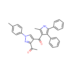 CC(=O)c1nn(-c2ccc(C)cc2)cc1C(=O)c1c(C)[nH]c(-c2ccccc2)c1-c1ccccc1 ZINC000653783776