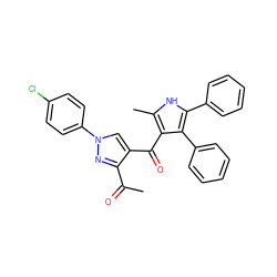 CC(=O)c1nn(-c2ccc(Cl)cc2)cc1C(=O)c1c(C)[nH]c(-c2ccccc2)c1-c1ccccc1 ZINC000653783705