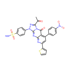 CC(=O)c1nn(-c2ccc(S(N)(=O)=O)cc2)c2nc3nc(-c4cccs4)cc(-c4ccc([N+](=O)[O-])cc4)c3c(=O)n12 ZINC001772627355