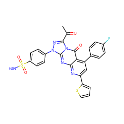 CC(=O)c1nn(-c2ccc(S(N)(=O)=O)cc2)c2nc3nc(-c4cccs4)cc(-c4ccc(F)cc4)c3c(=O)n12 ZINC001772600088