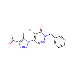 CC(=O)c1nnn(-c2cnn(Cc3ccccc3)c(=O)c2Br)c1C ZINC000103235300