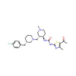 CC(=O)c1sc(NC(=O)N[C@@H]2CCN(C)C[C@H]2CN2CCC[C@@H](Cc3ccc(F)cc3)C2)nc1C ZINC000096318625