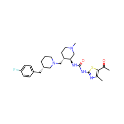 CC(=O)c1sc(NC(=O)N[C@@H]2CN(C)CC[C@H]2CN2CCC[C@@H](Cc3ccc(F)cc3)C2)nc1C ZINC000028975463