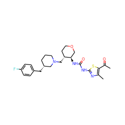 CC(=O)c1sc(NC(=O)N[C@@H]2COCC[C@H]2CN2CCC[C@@H](Cc3ccc(F)cc3)C2)nc1C ZINC000028975161