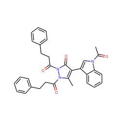 CC(=O)n1cc(-c2c(C)n(C(=O)CCc3ccccc3)n(C(=O)CCc3ccccc3)c2=O)c2ccccc21 ZINC000653838746