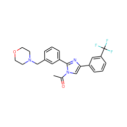 CC(=O)n1cc(-c2cccc(C(F)(F)F)c2)nc1-c1cccc(CN2CCOCC2)c1 ZINC000066259912