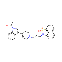 CC(=O)n1cc(C2=CCN(CCCN3c4cccc5cccc(c45)S3(=O)=O)CC2)c2ccccc21 ZINC000013826829