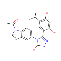 CC(=O)n1ccc2cc(-n3c(-c4cc(C(C)C)c(O)cc4O)n[nH]c3=O)ccc21 ZINC000115808762