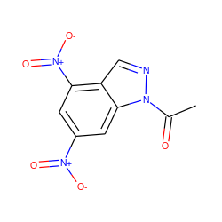 CC(=O)n1ncc2c([N+](=O)[O-])cc([N+](=O)[O-])cc21 ZINC000002186003