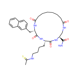 CC(=S)NCCCC[C@@H]1NC(=O)[C@H](Cc2ccc3ccccc3c2)NC(=O)CCCCCCC(=O)NC[C@@H](C(N)=O)NC1=O ZINC001772653167