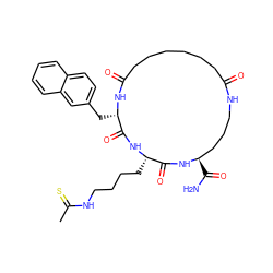 CC(=S)NCCCC[C@@H]1NC(=O)[C@H](Cc2ccc3ccccc3c2)NC(=O)CCCCCCC(=O)NCCC[C@@H](C(N)=O)NC1=O ZINC001772621309