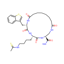 CC(=S)NCCCC[C@@H]1NC(=O)[C@H](Cc2csc3ccccc23)NC(=O)CCCCCCC(=O)NC[C@@H](C(N)=O)NC1=O ZINC001772598168