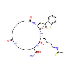 CC(=S)NCCCC[C@@H]1NC(=O)[C@H](Cc2csc3ccccc23)NC(=O)CCCCCCC(=O)NCCCC[C@@H](C(N)=O)NC1=O ZINC001772637714