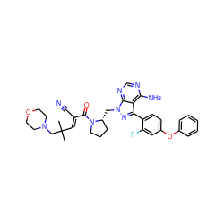 CC(C)(/C=C(\C#N)C(=O)N1CCC[C@H]1Cn1nc(-c2ccc(Oc3ccccc3)cc2F)c2c(N)ncnc21)CN1CCOCC1 ZINC000223571344