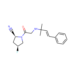 CC(C)(/C=C/c1ccccc1)NCC(=O)N1C[C@@H](F)C[C@H]1C#N ZINC000040379408