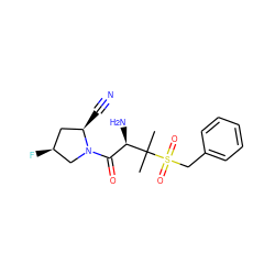 CC(C)([C@H](N)C(=O)N1C[C@@H](F)C[C@H]1C#N)S(=O)(=O)Cc1ccccc1 ZINC000028566066