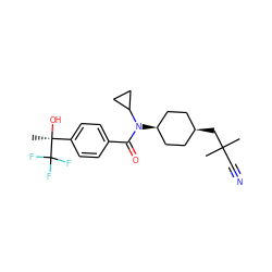 CC(C)(C#N)C[C@H]1CC[C@@H](N(C(=O)c2ccc([C@](C)(O)C(F)(F)F)cc2)C2CC2)CC1 ZINC000100418236