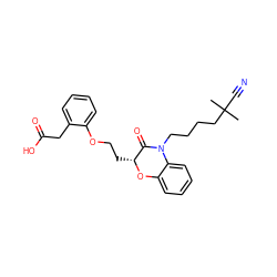 CC(C)(C#N)CCCCN1C(=O)[C@@H](CCOc2ccccc2CC(=O)O)Oc2ccccc21 ZINC000012358402